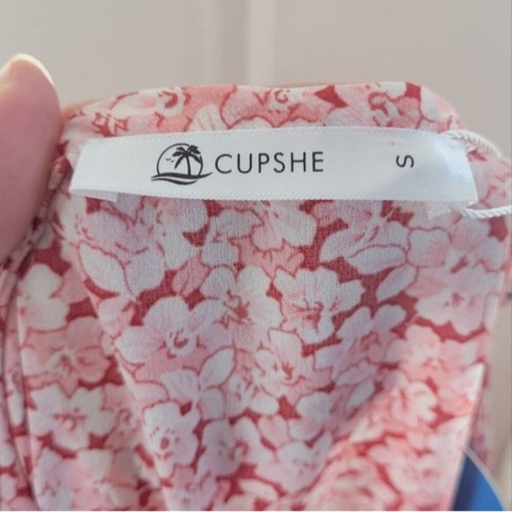 Cupshe Women's pink floral faux wrap dress size Small New With Tags - Picture 12 of 12